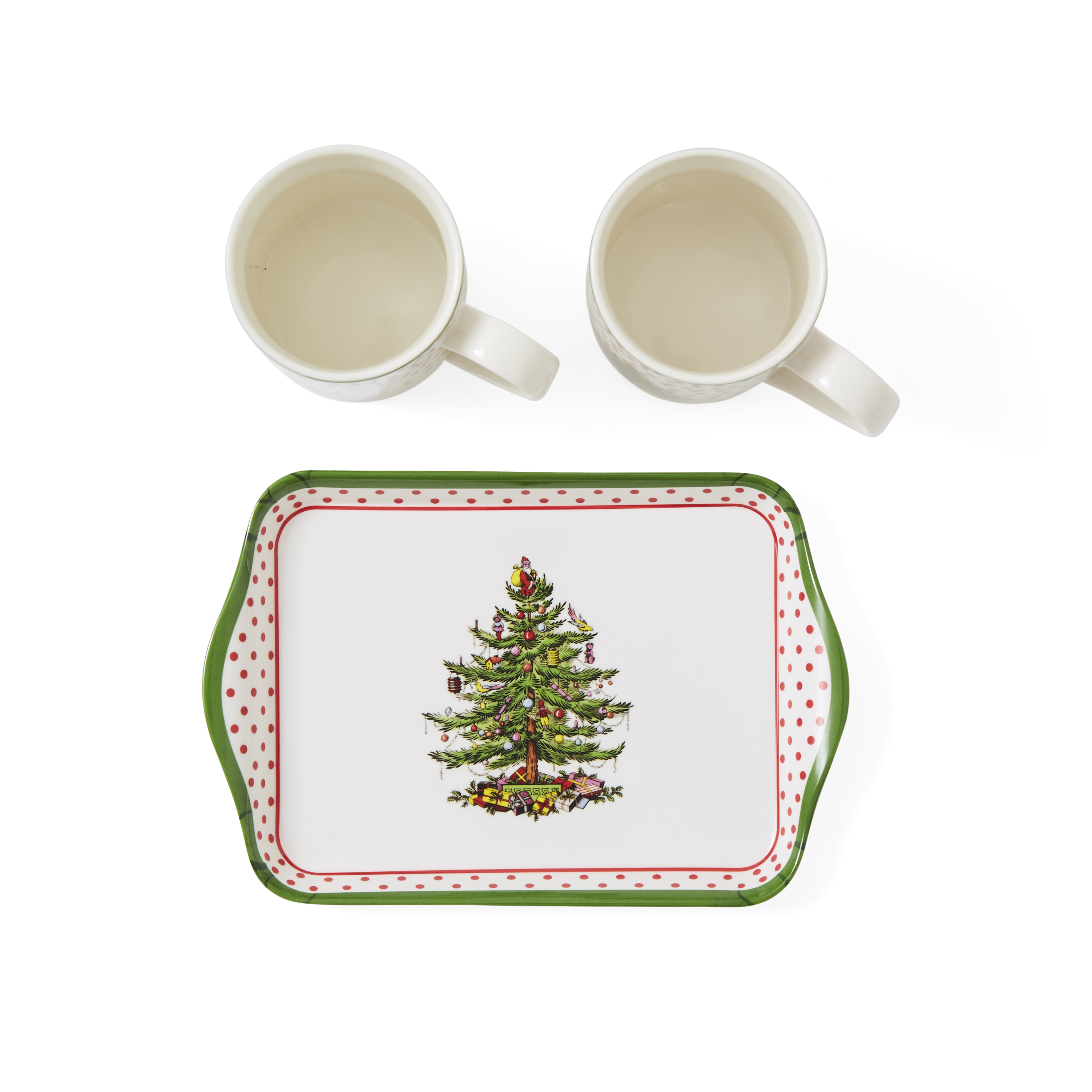 Christmas Tree Polka Dot Mug & Tray Set image number null